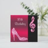 Invitation Fête des 30 ans Pink Stiletto & Treble Cleft (Debout devant)