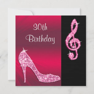 Invitation Fête des 30 ans Pink Stiletto & Treble Cleft