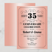 Invitation Fête des 35 ans de mariage - Corail (Devant / Derrière)