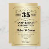 Invitation Fête des 35 ans de mariage - Or Noir (Devant / Derrière)