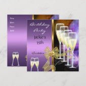 Invitation Fête des 35 ans Élégant Violet Or (Devant / Derrière)