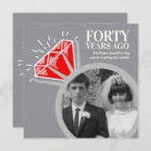 Invitation Fête des 40 ans bague de rubis maintenant puis pho (Devant / Derrière)