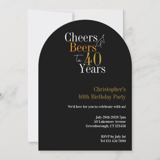 Invitation Fête des 40 ans Cheers and Beers (Devant)