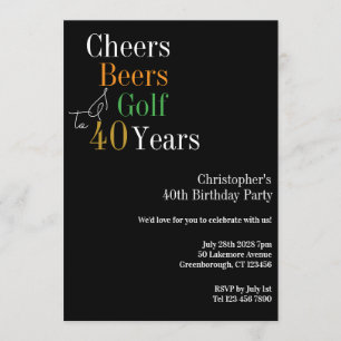 Invitation Fête des 40 ans de golf Cheers Bières Party