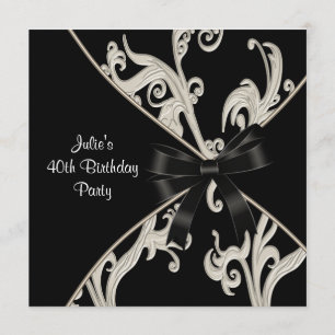 Invitation Fête des 40 ans de la femme Tourbillon Noir Blanc