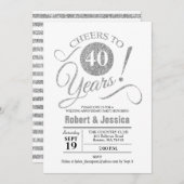 Invitation Fête des 40 ans de mariage - Argent blanc (Devant / Derrière)