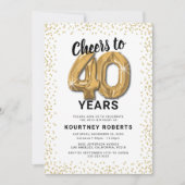 Invitation Fête des 40 ans en Or Blanc (Devant)