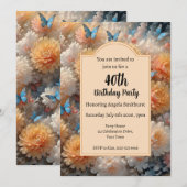 Invitation Fête des 40 ans Floral (Devant / Derrière)