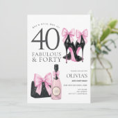 Invitation Fête des 40 ans pour femmes, Fabuleuse et Quarante (Debout devant)