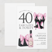 Invitation Fête des 40 ans pour femmes, Fabuleuse et Quarante (Devant / Derrière)