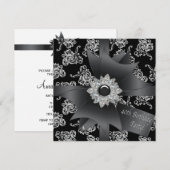 Invitation Fête des 40e anniversaire des femmes Damas noires (Devant / Derrière)