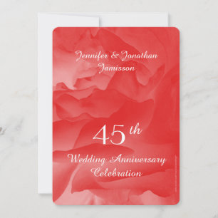 Invitation Fête des 45 ans de mariage, Rose corail