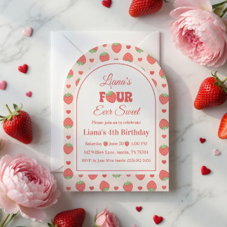 Invitation Fête des 4 ans de Strawberry Berry Four Ever Sweet