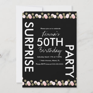 Invitation Fête des 50 ans Confetti Rose Blush Surprise