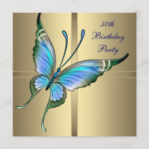 Invitation Fête des 50 ans de la femme au papillon d'or