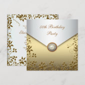 Invitation Fête des 50 ans de la femme aux fleurs de perle do (Devant / Derrière)