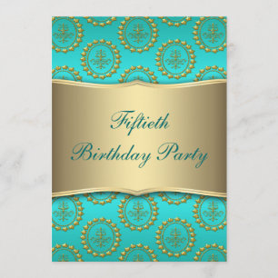 Invitation Fête des 50 ans de la femme Gold Crest Teal