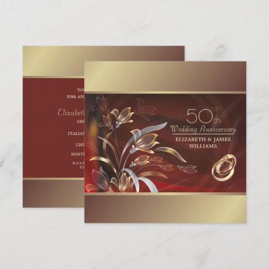 Invitation Fête des 50 ans de mariage  (Devant / Derrière)