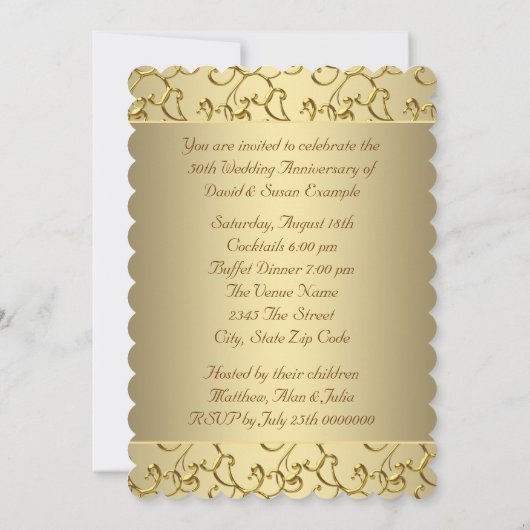 Invitation Fête des 50 ans de mariage (Dos)