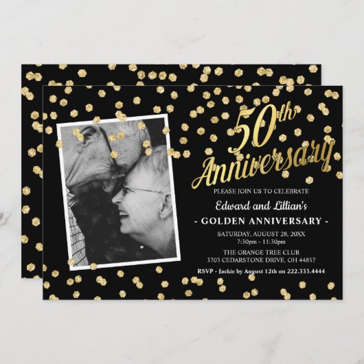 Invitation Fête des 50 ans de mariage (Devant / Derrière)