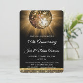 Invitation Fête des 50 ans de mariage Boule disco dorée (Debout devant)