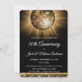 Invitation Fête des 50 ans de mariage Boule disco dorée (Devant)