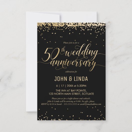 Invitation Fête des 50 ans de mariage d'or (Devant)