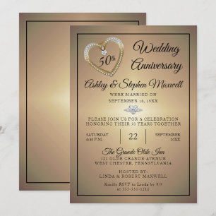 Invitation Fête des 50 ans de mariage Heart Diamonds