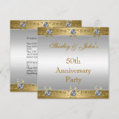 Invitation Fête des 50 ans de mariage Or Blanc (Devant / Derrière)