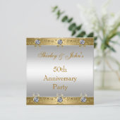 Invitation Fête des 50 ans de mariage Or Blanc (Debout devant)