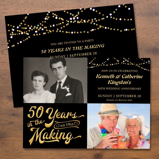 Invitation Fête des 50 ans de mariage : Photos d'alors et d'a