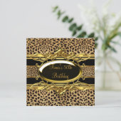 Invitation Fête des 50 ans élégante Classy Gold Black Léopard (Debout devant)