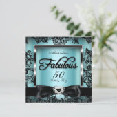 Invitation Fête des 50 ans Fabuleuse Damassé Bleu sarcelle Br (Debout devant)