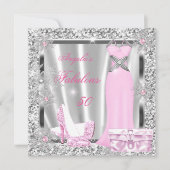 Invitation Fête des 50 ans Fabuleuse Flocons de Neige Rose Cl (Devant)
