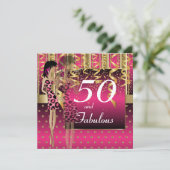 Invitation Fête des 50 ans | Fille | Rose & Or (Debout devant)
