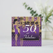 Invitation Fête des 50 ans | Fille | Violet et Or (Debout devant)