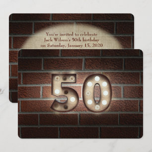 Invitation Fête des 50 ans - lumières de marquise sur brique