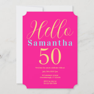 Invitation Fête des 50 ans rose poudré