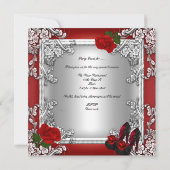 Invitation Fête des 50 ans Rose Rouge Argent (Dos)