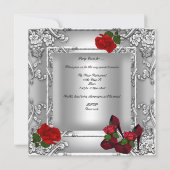 Invitation Fête des 50 ans Rose Rouge Argent (Dos)