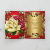 Invitation Fête des 50 ans Rose Rouge Dorée (Intérieur)