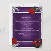 Invitation Fête des 50 ans Rose Rouge Violet Argent (Dos)