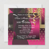 Invitation Fête des 50 ans | Thème fille | Rose et Or (Dos)