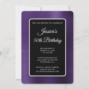 Invitation Fête des 50 ans Violet foncé Feuille d'aluminium N