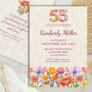 Invitation Fête des 55 ans de Wildflower - Fleur florale