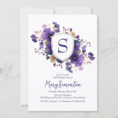 Invitation Fête des 60 ans - Blason de monogramme classique (Devant)