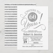 Invitation Fête des 60 ans de mariage - Argent blanc (Devant / Derrière)
