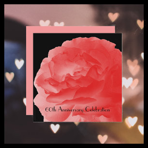 Invitation Fête des 60 ans de mariage Rose corail