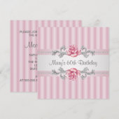 Invitation Fête des 60 ans d'une femme Rose rose (Devant / Derrière)