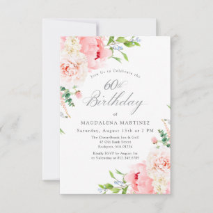 Invitation Fête des 60 ans Féminin Roses Roses Florales